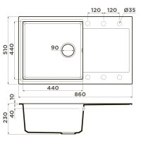 Врезная кухонная мойка OMOIKIRI Daisen 86-BL 86x51 см искусственный гранит (черный)